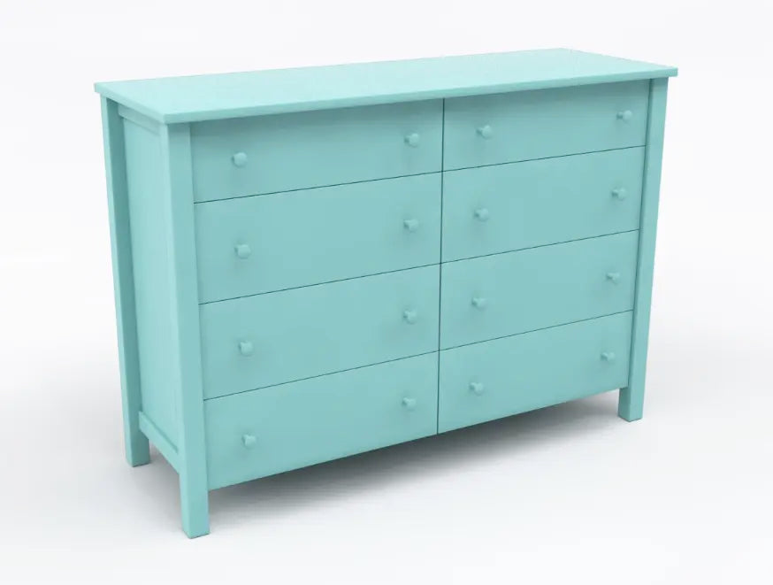 Light blue dresser with eight drawers